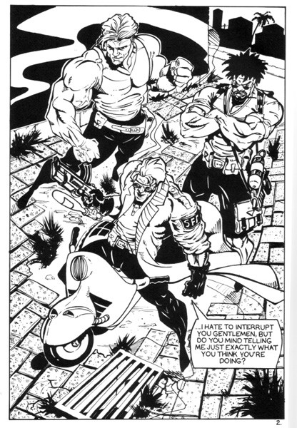 Scooterman splash page in the alley