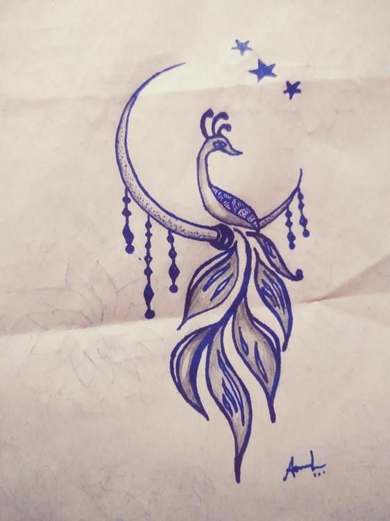 Moon & peacock new art...