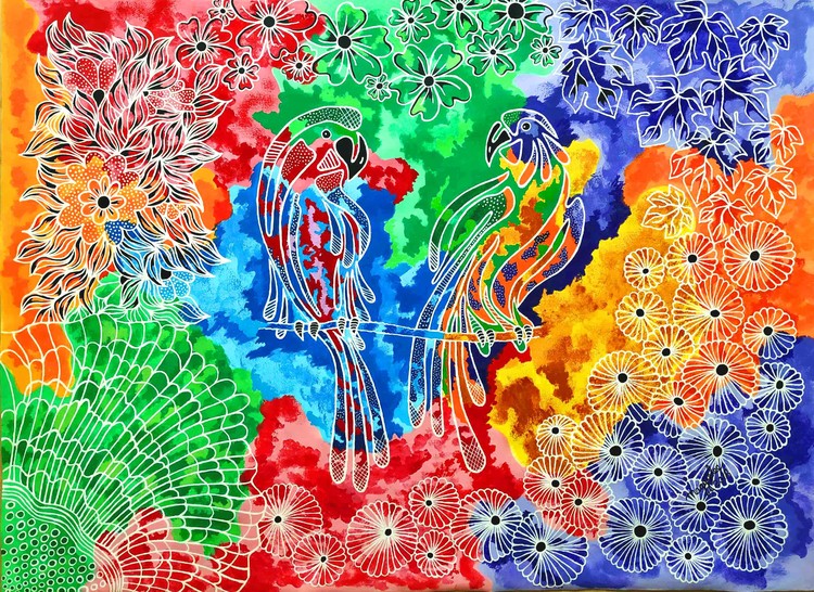 Lovely birds acrylic original