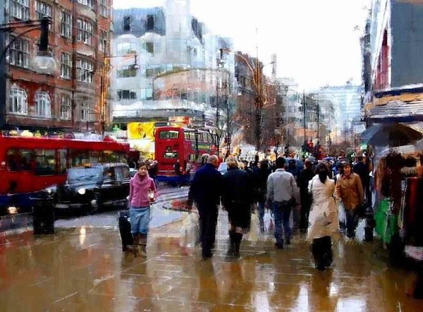 London in the rain