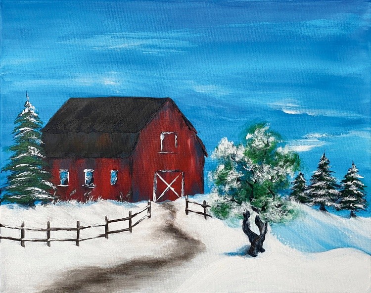 Red Barn in Winter