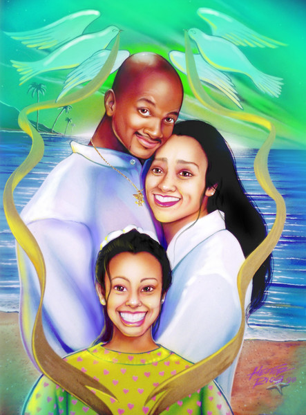 FAMILY PORTRAITS hand painted acylics