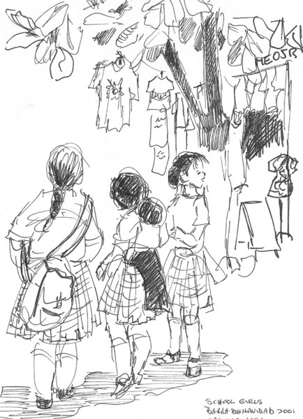 Three little schoolgirls