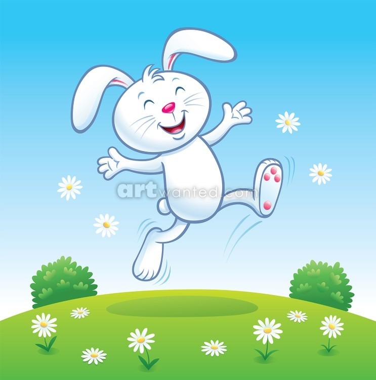 Cute Bunny Rabbit Leaping For Joy
