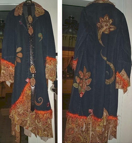 Denim Coat with Orange Paisley  