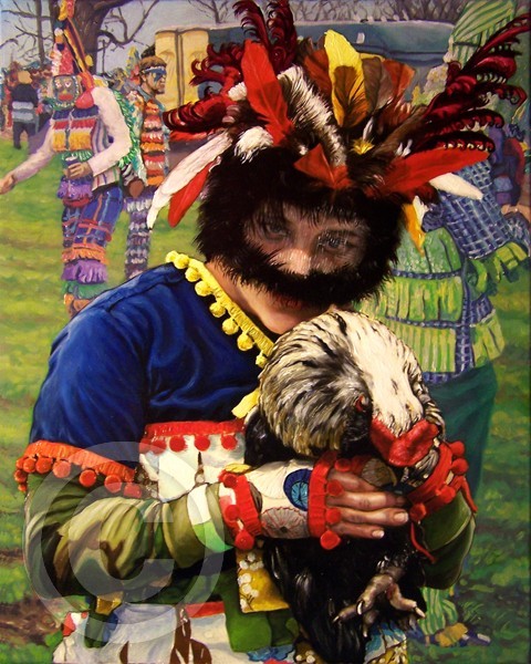 Courir de Mardi Gras  - Fille avec un poulet