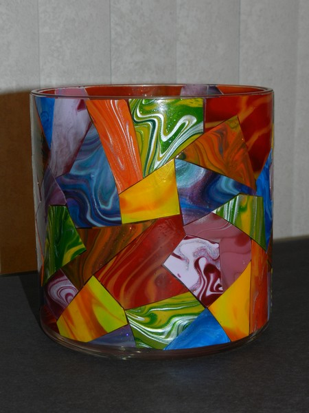 Wide mosaic vase