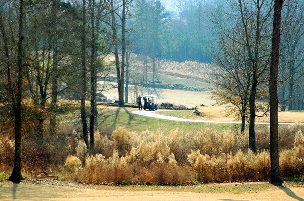 Golf Course On Early Misty Autumn Day