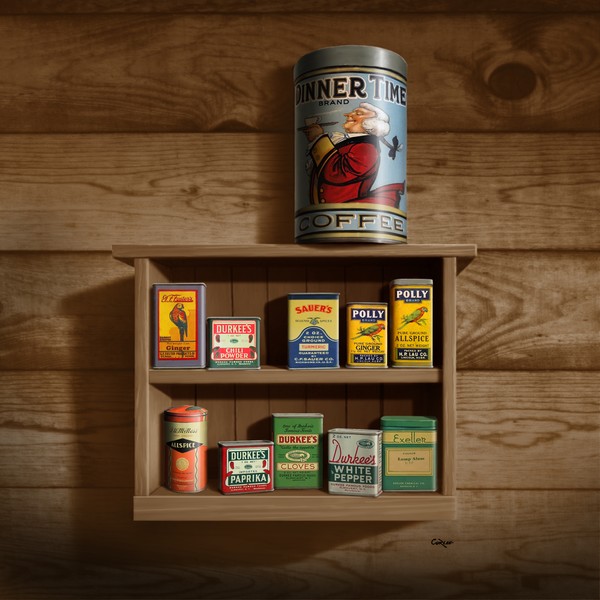 Vintage Spice Cans Tins - Square Format