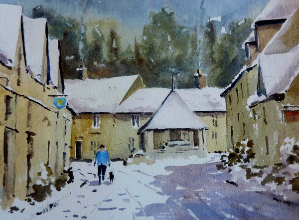Snow in Castle Combe, Wiltshire