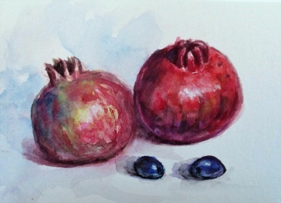 Grenades watercolour painting