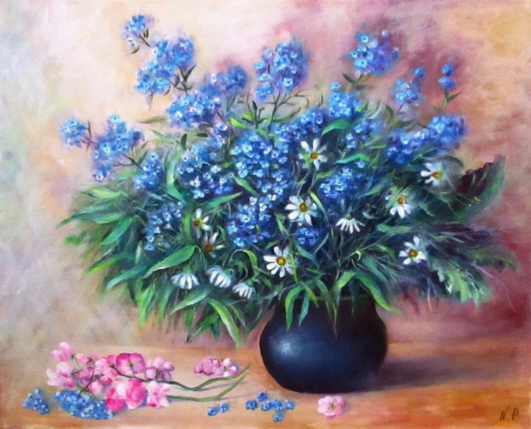 Wild flowers painting oil