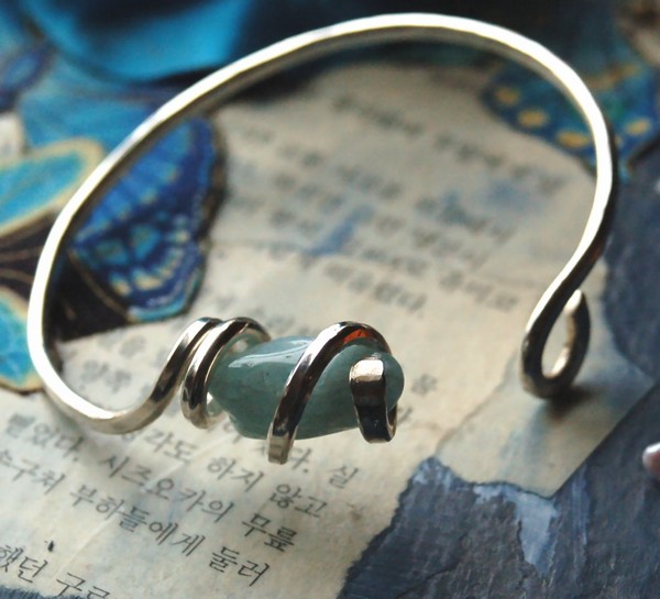 Aquamarine Silver Cuff