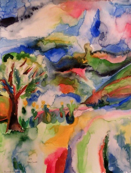 Blumenbeet mit Baum
