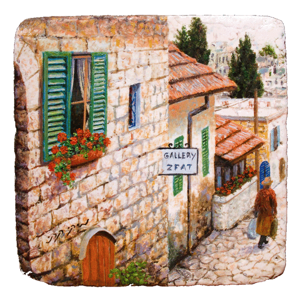 Oil painting on Jerusalem stone