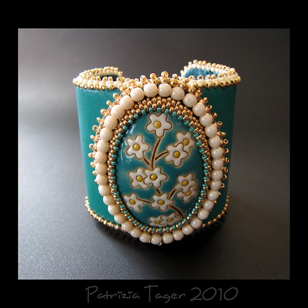 forget me not leather cuff by trizdesign