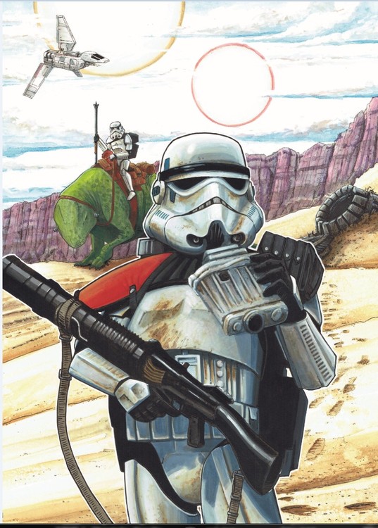 Base card art for Star Wars Galaxy card set, Topps
