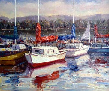 Impression Boat and Sea painting