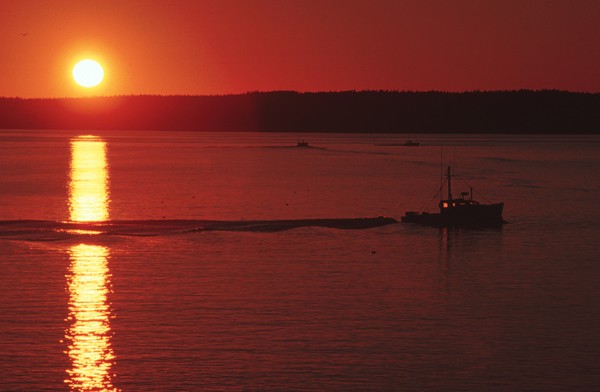 BoatLeavingBarHarborAtDawn