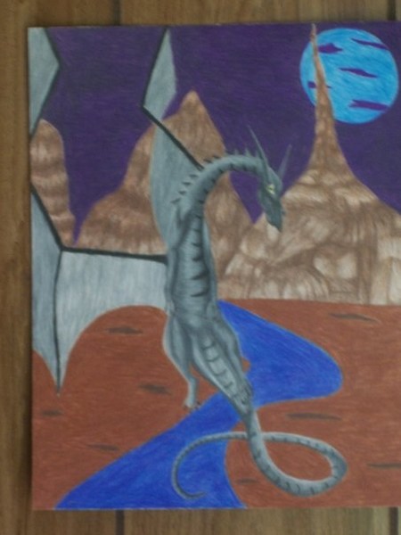 dragon colored pencil on paper