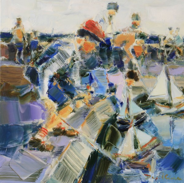 Small boats 50 x 50 cm oil on linen