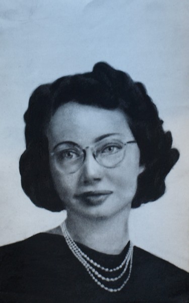 Vintage Girl with Pearls and Glasses