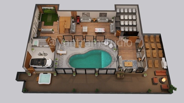 3D Floor Plan Creator Created an 3D Floor Plan of a Multi-Family House Suitable For Miami