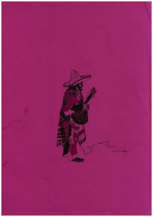 Mexican street musician 2016210x297 mmliner pen Sharpie markers