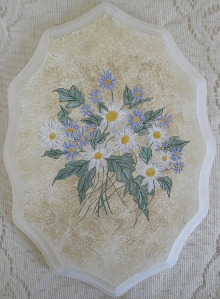 Floral-Blue and White On Plaque