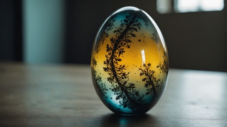 Floral Horizon Crystal Egg Art Piece