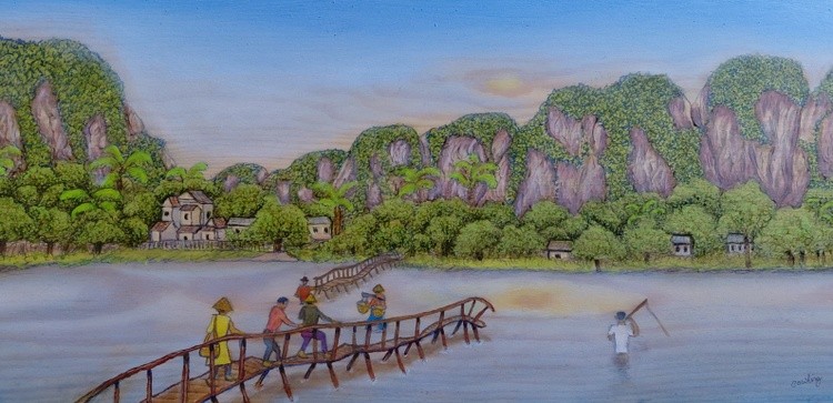 River crossing near Vang Vien Laos 