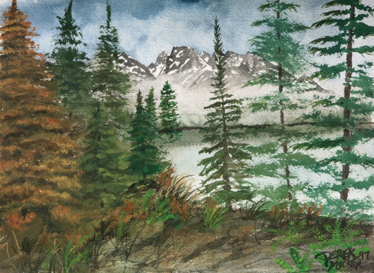 Landscape painting art print Mountain