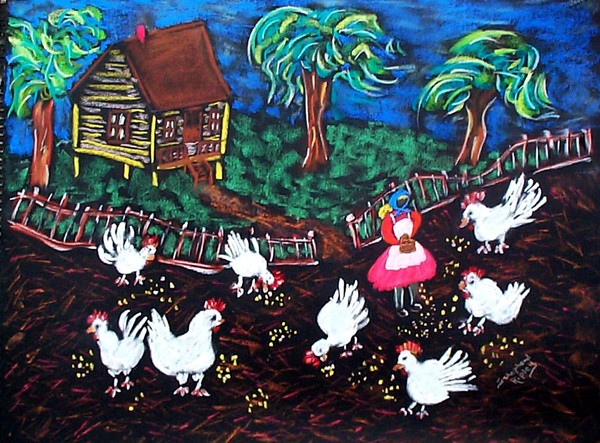Feeding the chickens
