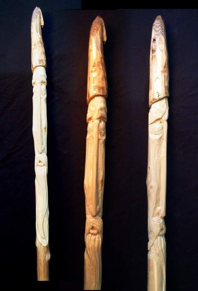 The Cross-eyed Wood Spirit walking stick by Jim Arnold | ArtWanted.com
