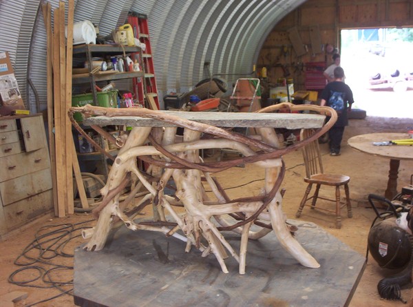 maple root and slate with grapevine