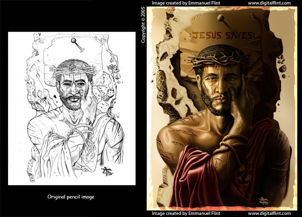Jesus Saves - before/after
