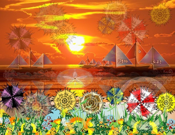 Beach Umbrella at Sunset