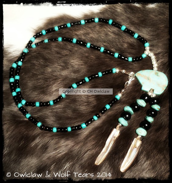 Hand Beaded Native American Bear Necklace