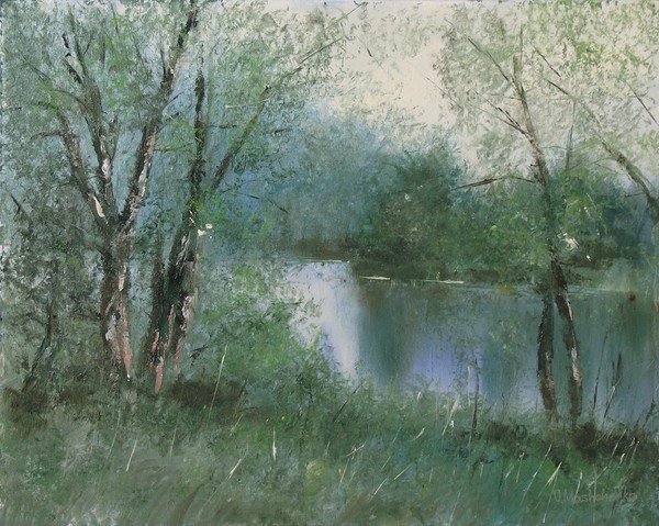 Summer evening by the pond