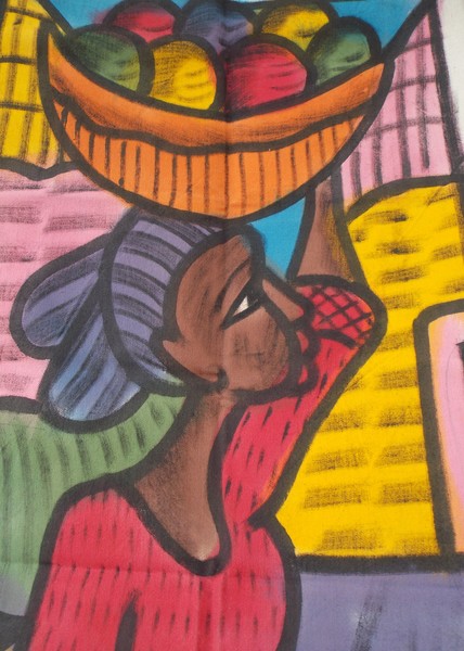 Lady selling oranges in the town