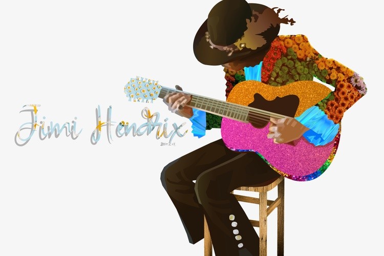 Jimi Hendrix Playing Acoustic Guitar