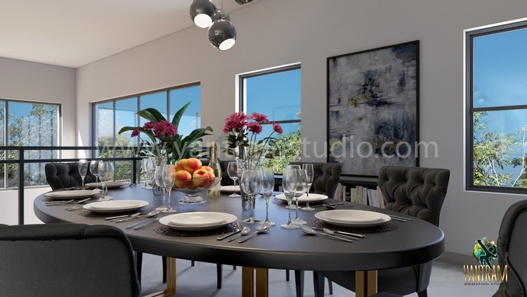 3d walkthrough of farmhouse Interior Dining Area