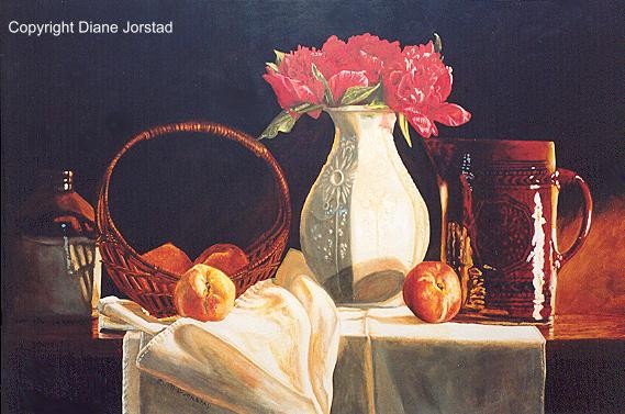 Red Peonies & Pitcher