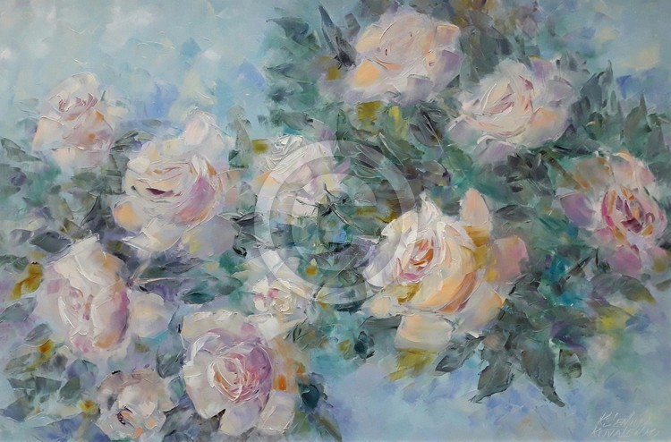 painting*Lovely rose scent* oil on canvas 90x60 cm