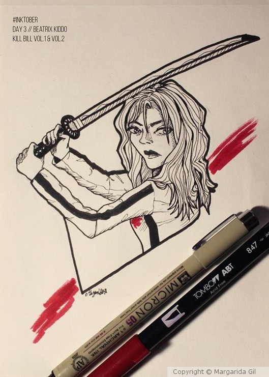 Inktober 2018 Day 3 // Beatrix Kiddo // Kill Bill Vol 1 & 2