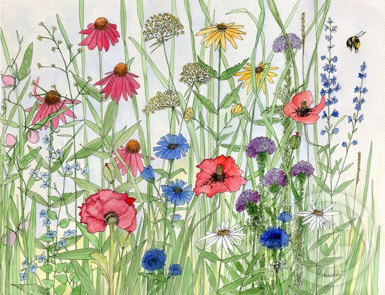 Watercolor Garden Flowers