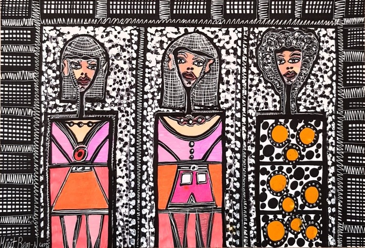 Contemporary Israeli artist colorful drawings