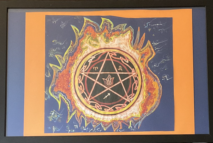 Fire Star 26’’ by 34’’ $380.00 9:15:2018 mixed media