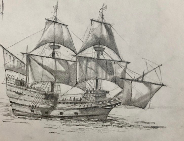 Pencil drawing of viking long boat original illustration | Flickr