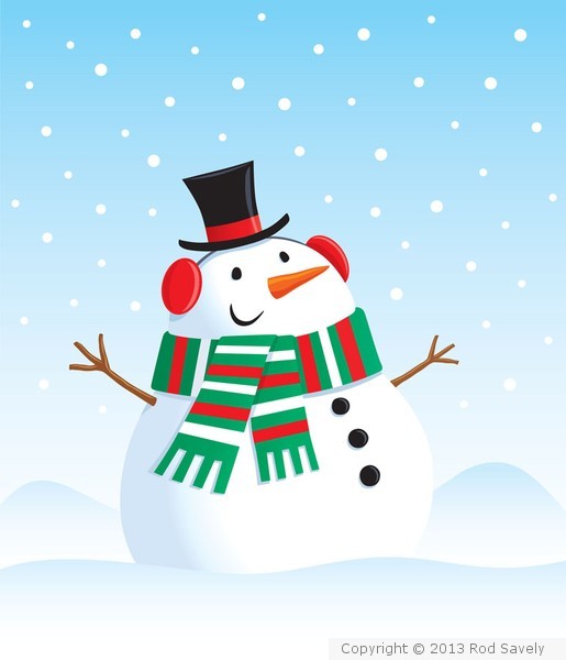 Snowman in Top Hat and Scarf